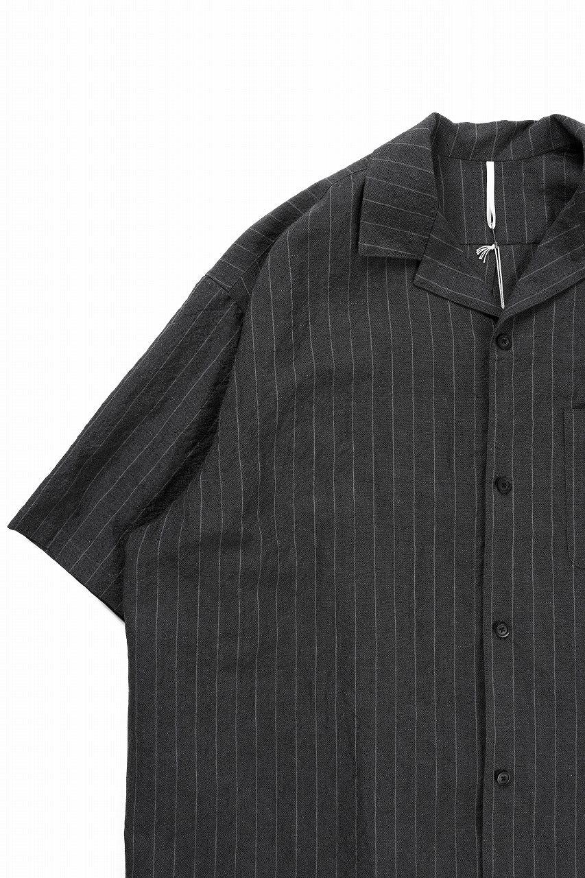 Load image into Gallery viewer, sus-sous open collar S/S shirt / L/W tumbler (CHARCOAL STRIPE)