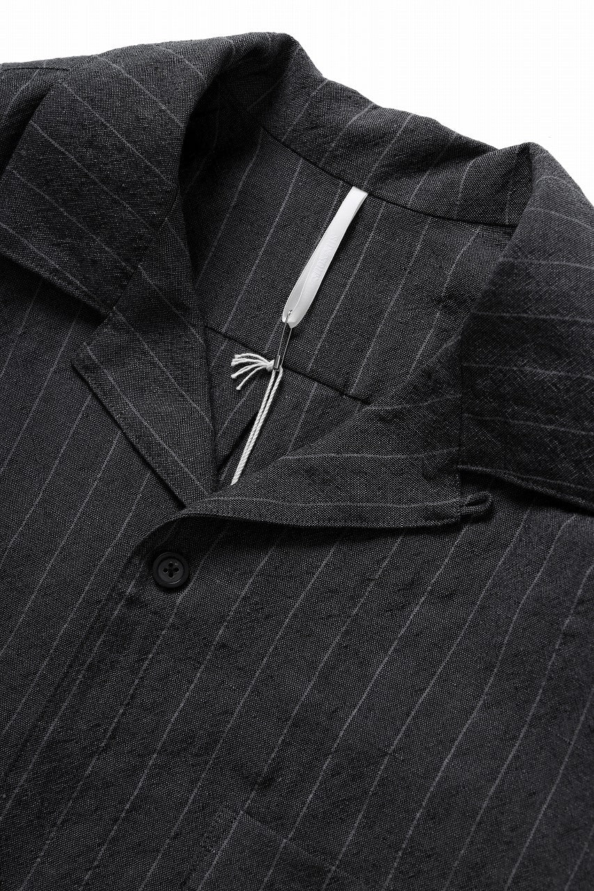 Load image into Gallery viewer, sus-sous open collar S/S shirt / L/W tumbler (CHARCOAL STRIPE)