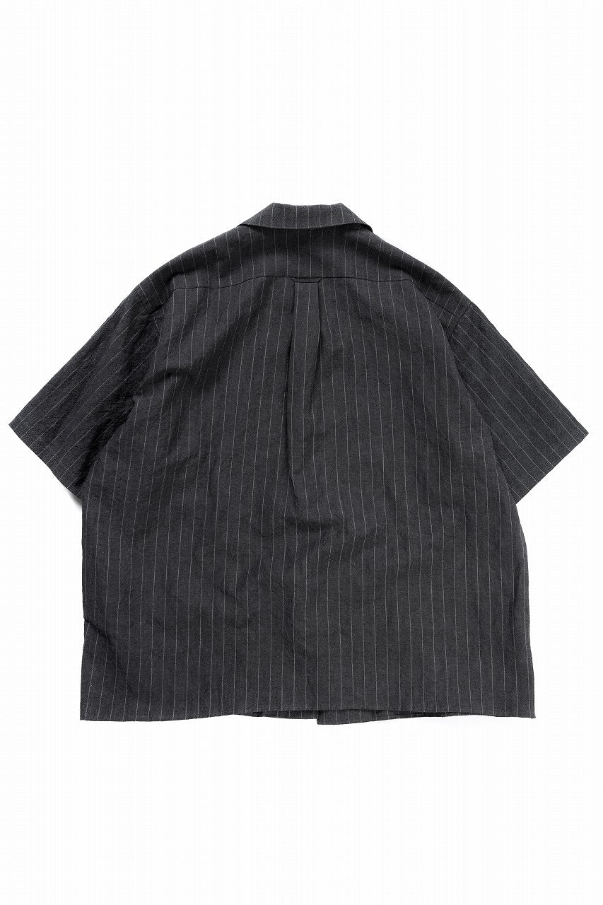 Load image into Gallery viewer, sus-sous open collar S/S shirt / L/W tumbler (CHARCOAL STRIPE)