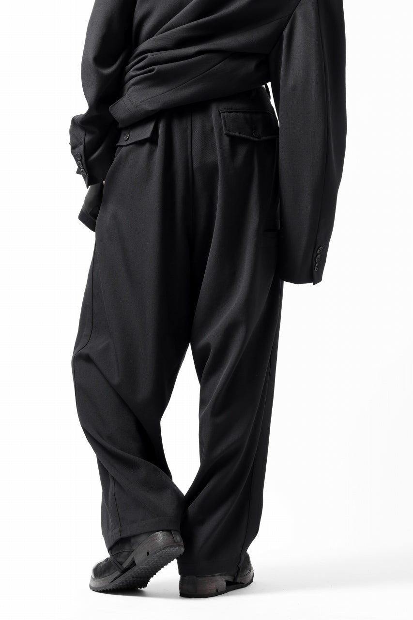 画像をギャラリービューアに読み込む, Y's for men 3TUCKS WIDE TAPERED PANTS / CLASSIC WOOL GABADINE (BLACK)