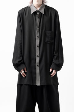 画像をギャラリービューアに読み込む, Y's for men SWITCHING COLLAR-PLACKET SHIRT / CELLULOSE LINEN (BLACK)