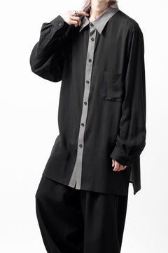 画像をギャラリービューアに読み込む, Y's for men SWITCHING COLLAR-PLACKET SHIRT / CELLULOSE LINEN (BLACK)