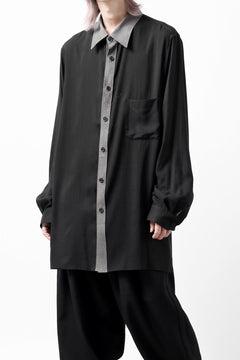 画像をギャラリービューアに読み込む, Y's for men SWITCHING COLLAR-PLACKET SHIRT / CELLULOSE LINEN (BLACK)