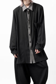画像をギャラリービューアに読み込む, Y's for men SWITCHING COLLAR-PLACKET SHIRT / CELLULOSE LINEN (BLACK)