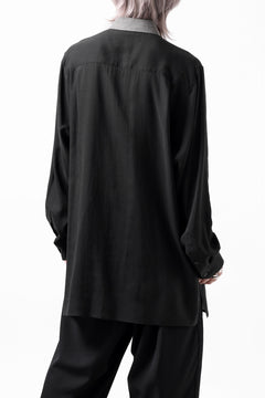 画像をギャラリービューアに読み込む, Y's for men SWITCHING COLLAR-PLACKET SHIRT / CELLULOSE LINEN (BLACK)