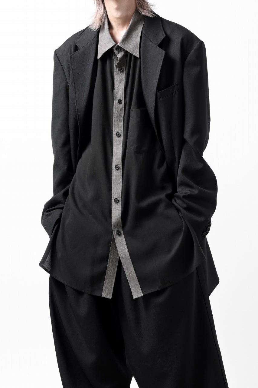 画像をギャラリービューアに読み込む, Y's for men SWITCHING COLLAR-PLACKET SHIRT / CELLULOSE LINEN (BLACK)