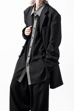 画像をギャラリービューアに読み込む, Y's for men SWITCHING COLLAR-PLACKET SHIRT / CELLULOSE LINEN (BLACK)