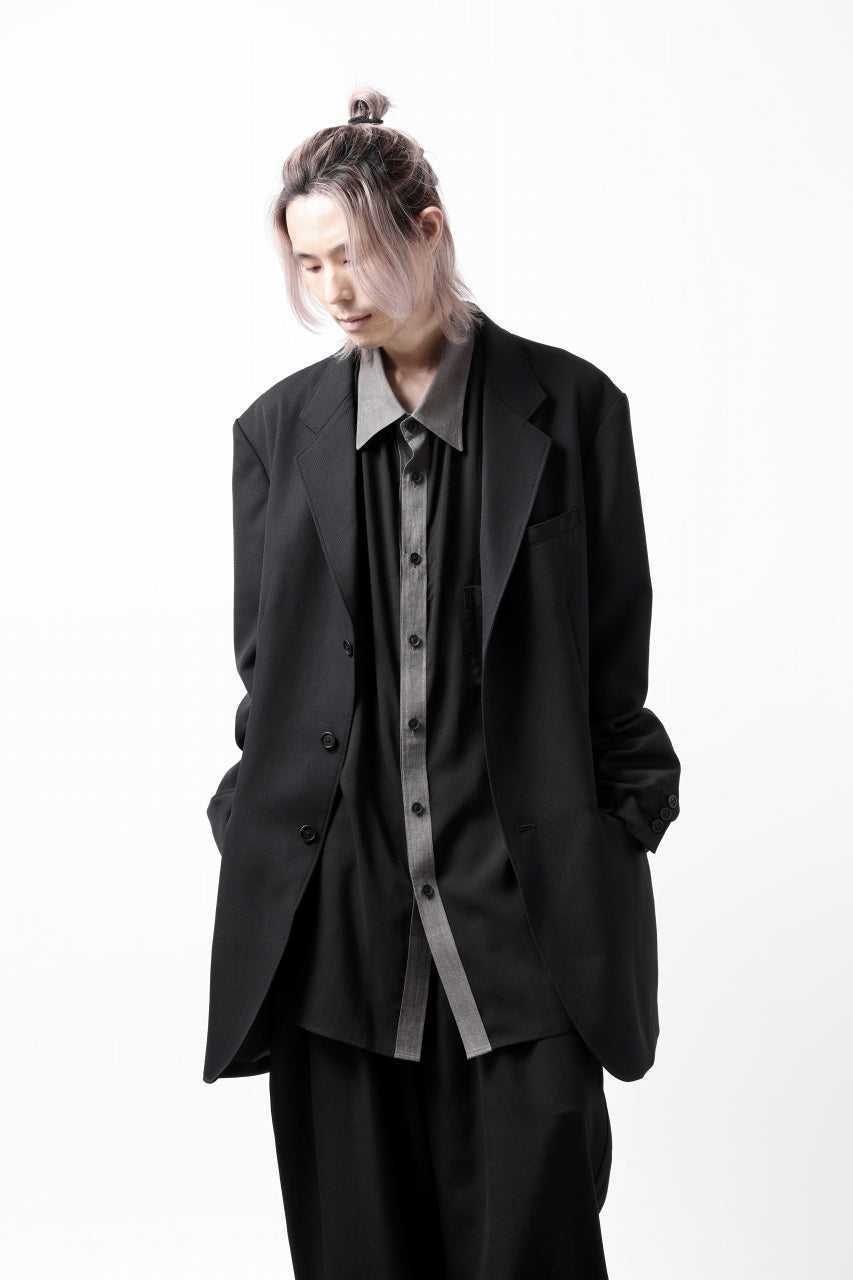 画像をギャラリービューアに読み込む, Y's for men SWITCHING COLLAR-PLACKET SHIRT / CELLULOSE LINEN (BLACK)
