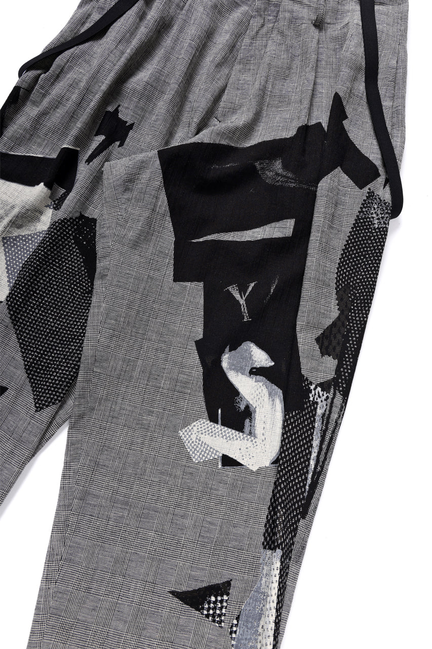 画像をギャラリービューアに読み込む, Y's SUSPENDER PANTS / COLLAGE HOUNDTOOTH (GREY)