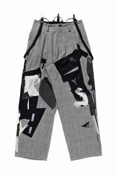 画像をギャラリービューアに読み込む, Y's SUSPENDER PANTS / COLLAGE HOUNDTOOTH (GREY)