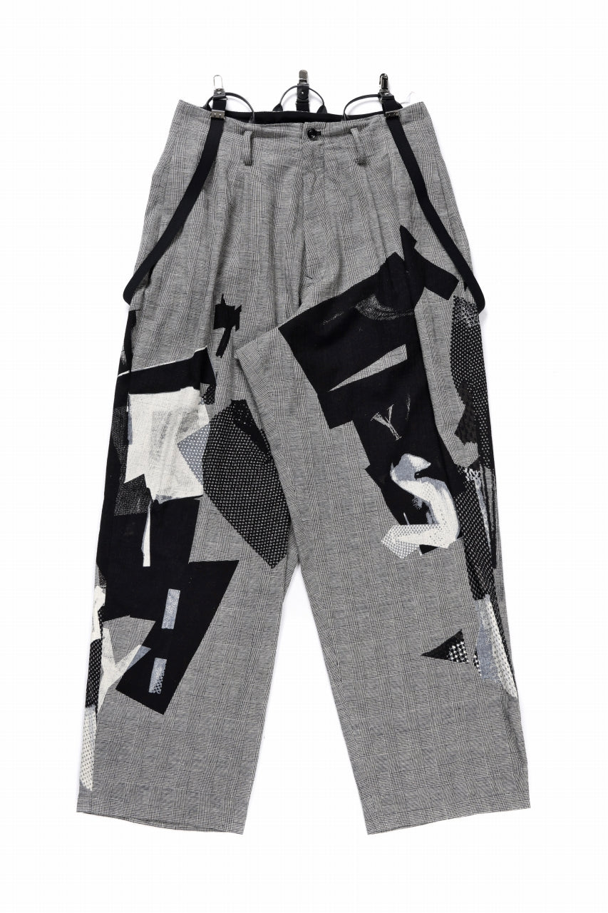 画像をギャラリービューアに読み込む, Y's SUSPENDER PANTS / COLLAGE HOUNDTOOTH (GREY)