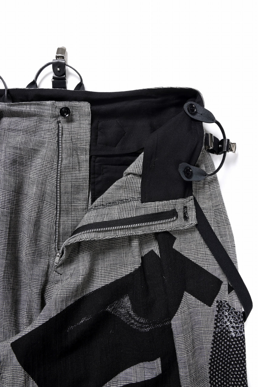 画像をギャラリービューアに読み込む, Y's SUSPENDER PANTS / COLLAGE HOUNDTOOTH (GREY)