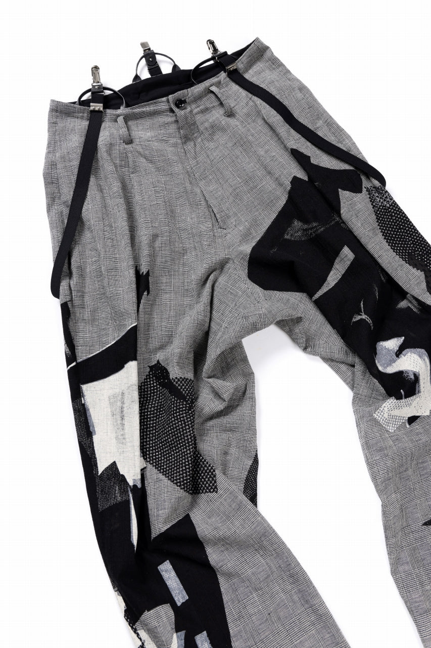 画像をギャラリービューアに読み込む, Y's SUSPENDER PANTS / COLLAGE HOUNDTOOTH (GREY)