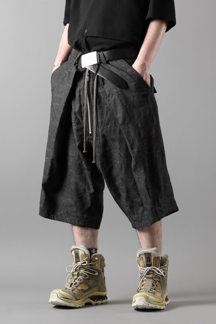 画像をギャラリービューアに読み込む, A.F ARTEFACT ZIP FOLDING TUCK SHORTS / PAISLEY JACQUARD (BLACK)