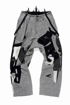 画像をギャラリービューアに読み込む, Y's SUSPENDER PANTS / COLLAGE HOUNDTOOTH (GREY)