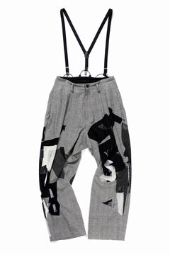 画像をギャラリービューアに読み込む, Y's SUSPENDER PANTS / COLLAGE HOUNDTOOTH (GREY)