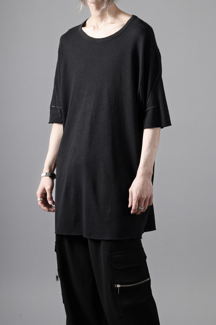 画像をギャラリービューアに読み込む, thom/krom SLIM FIT SHORT SLEEVE TEE / LINEN COTTON JERSEY (BLACK)