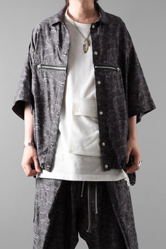 画像をギャラリービューアに読み込む, A.F ARTEFACT FRONT ZIP SQUEEZING SHIRT / PAISLEY JACQUARD (D.GREY)