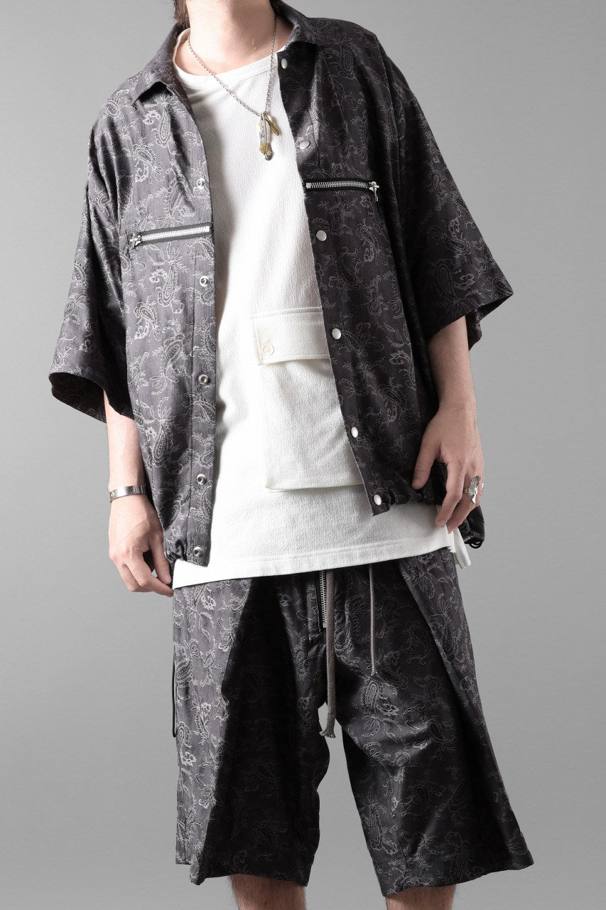 画像をギャラリービューアに読み込む, A.F ARTEFACT FRONT ZIP SQUEEZING SHIRT / PAISLEY JACQUARD (D.GREY)
