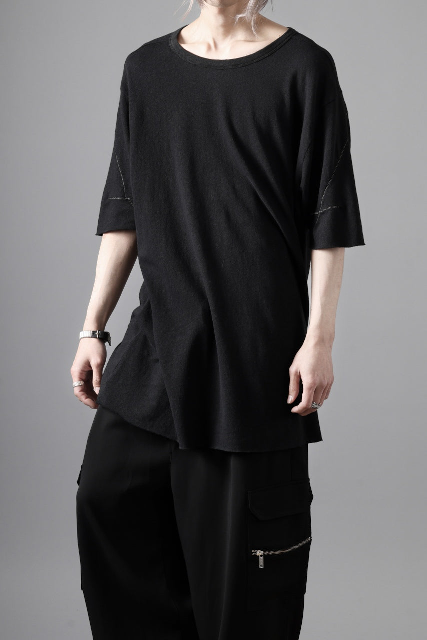 画像をギャラリービューアに読み込む, thom/krom SLIM FIT SHORT SLEEVE TEE / LINEN COTTON JERSEY (BLACK)