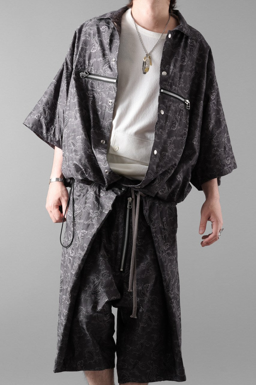 画像をギャラリービューアに読み込む, A.F ARTEFACT FRONT ZIP SQUEEZING SHIRT / PAISLEY JACQUARD (D.GREY)