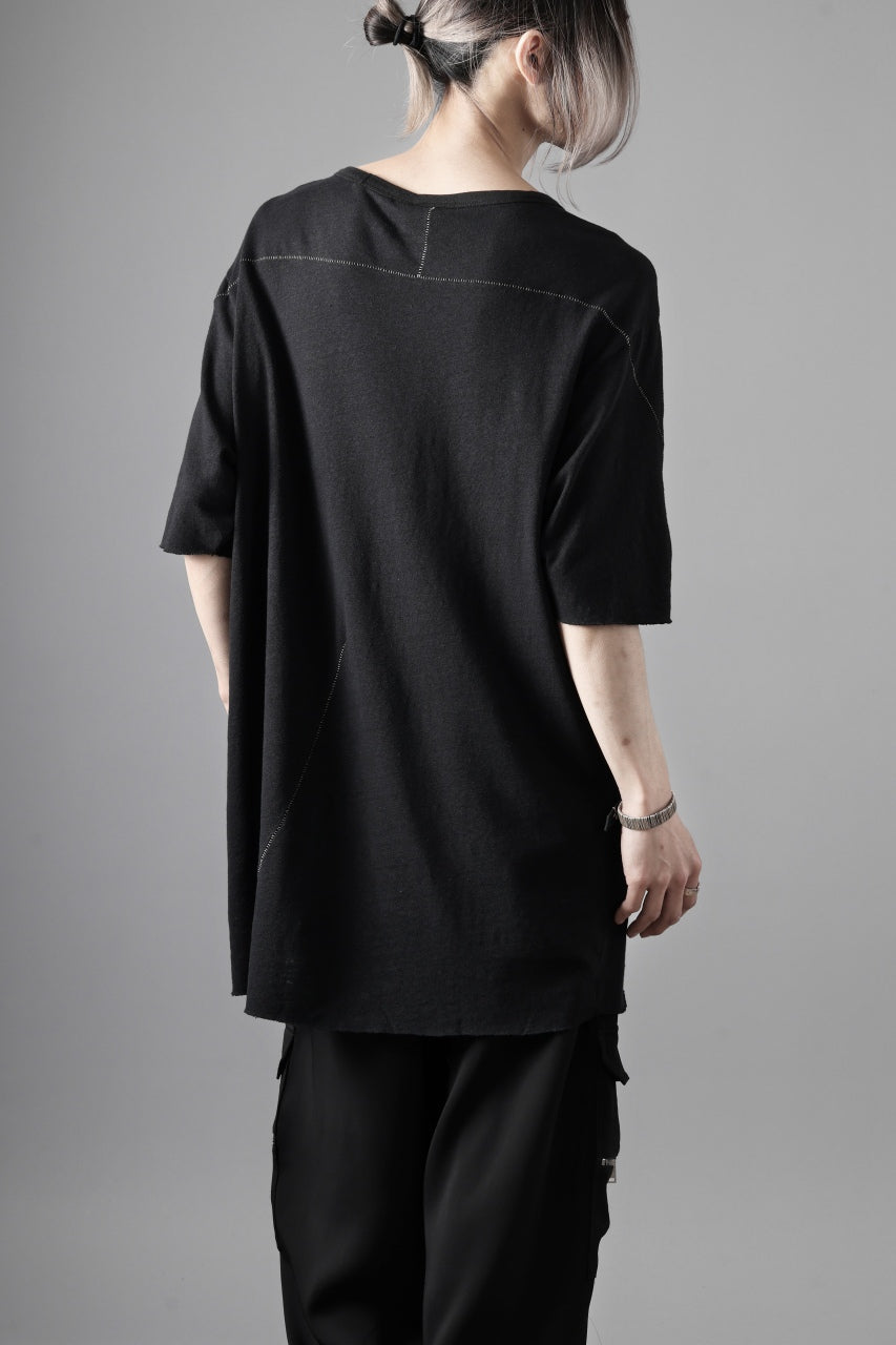 画像をギャラリービューアに読み込む, thom/krom SLIM FIT SHORT SLEEVE TEE / LINEN COTTON JERSEY (BLACK)