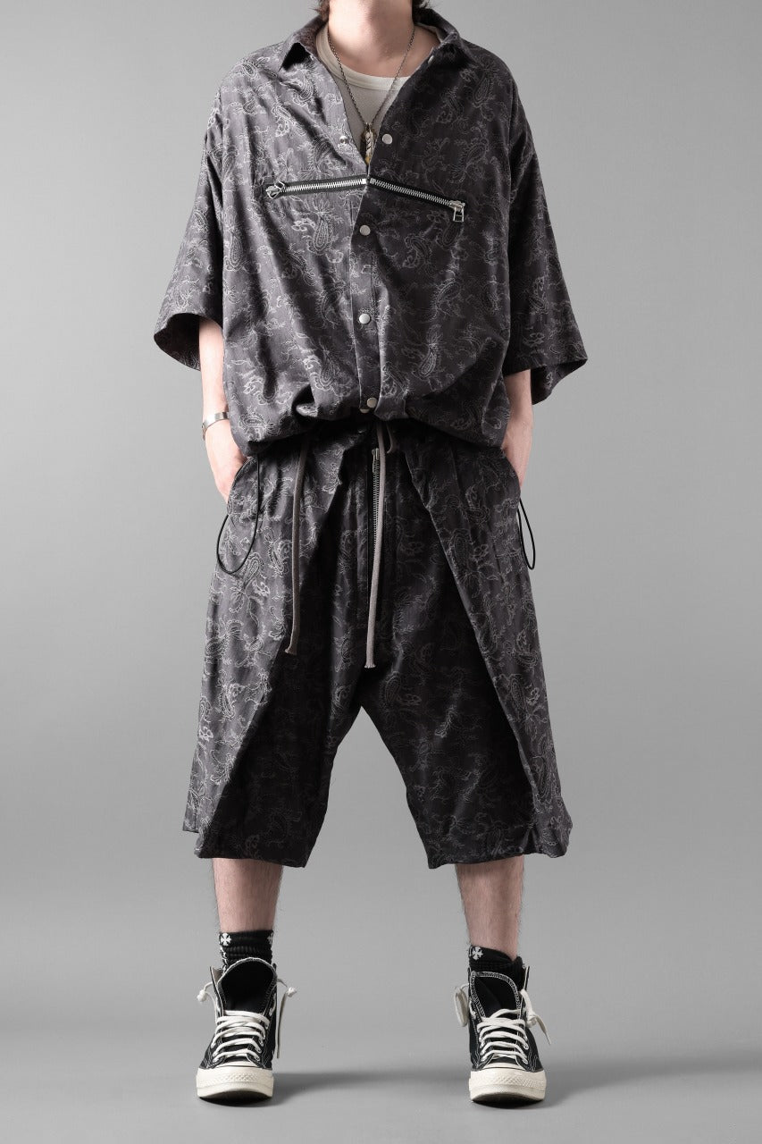 画像をギャラリービューアに読み込む, A.F ARTEFACT FRONT ZIP SQUEEZING SHIRT / PAISLEY JACQUARD (D.GREY)