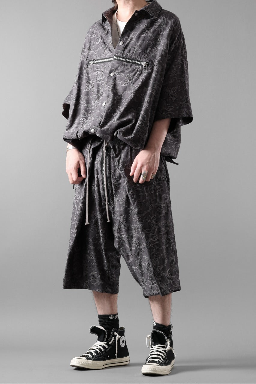 画像をギャラリービューアに読み込む, A.F ARTEFACT FRONT ZIP SQUEEZING SHIRT / PAISLEY JACQUARD (D.GREY)