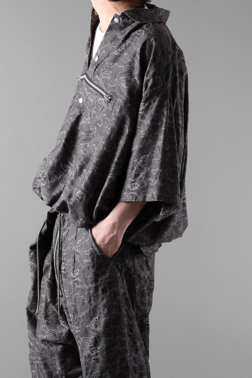 画像をギャラリービューアに読み込む, A.F ARTEFACT FRONT ZIP SQUEEZING SHIRT / PAISLEY JACQUARD (D.GREY)