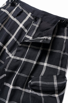 画像をギャラリービューアに読み込む, Y's ZIP POCKET TAPERED PANTS / LINEN PLAID (BLACK)