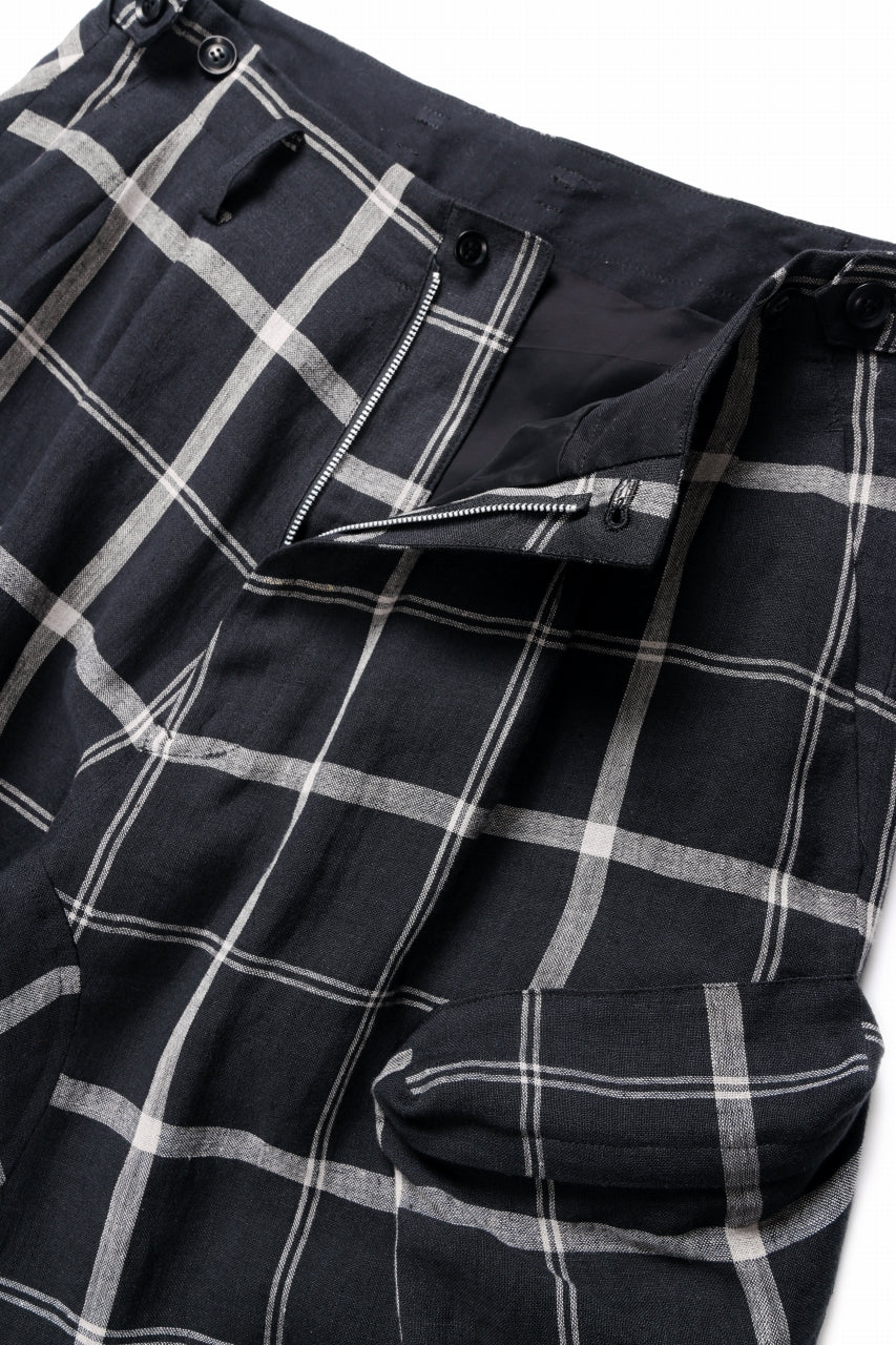 画像をギャラリービューアに読み込む, Y's ZIP POCKET TAPERED PANTS / LINEN PLAID (BLACK)