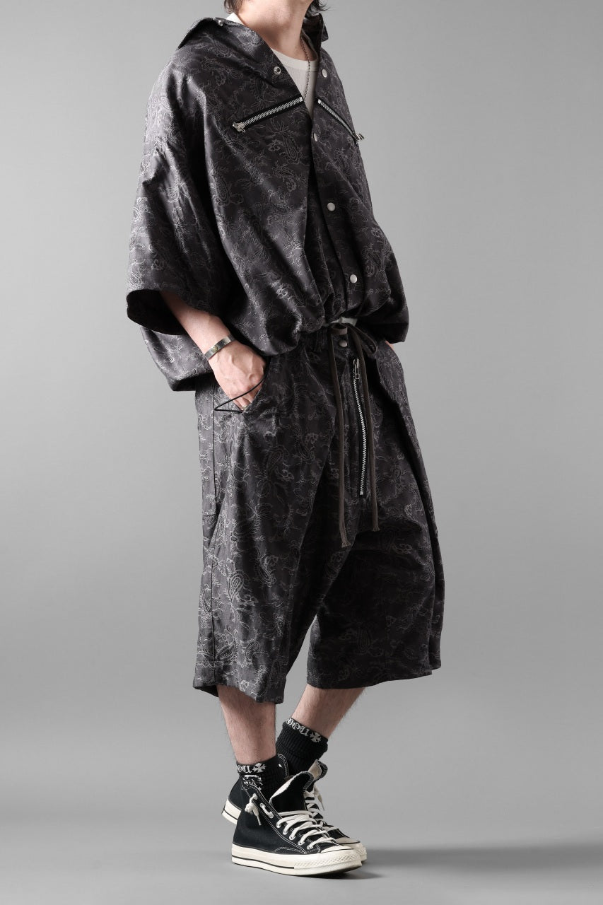 画像をギャラリービューアに読み込む, A.F ARTEFACT FRONT ZIP SQUEEZING SHIRT / PAISLEY JACQUARD (D.GREY)