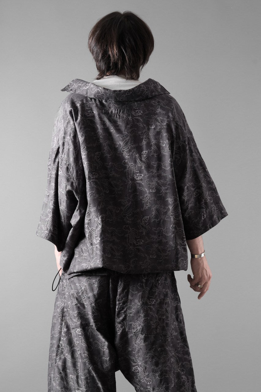 画像をギャラリービューアに読み込む, A.F ARTEFACT FRONT ZIP SQUEEZING SHIRT / PAISLEY JACQUARD (D.GREY)
