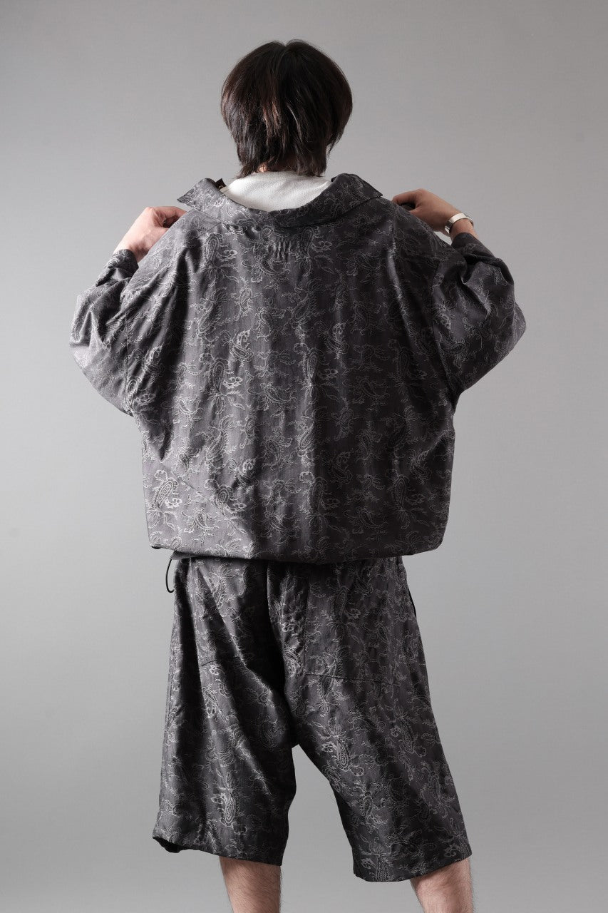 画像をギャラリービューアに読み込む, A.F ARTEFACT FRONT ZIP SQUEEZING SHIRT / PAISLEY JACQUARD (D.GREY)