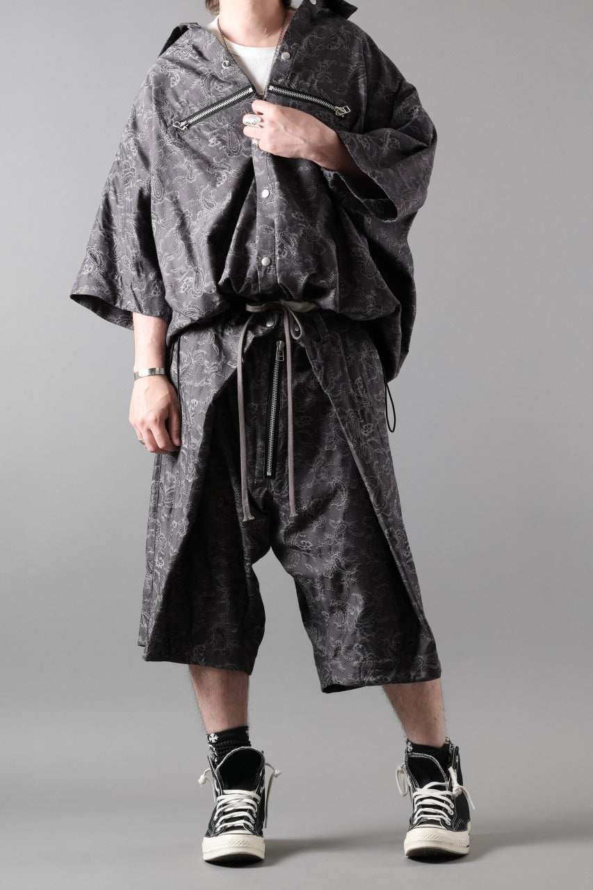 画像をギャラリービューアに読み込む, A.F ARTEFACT FRONT ZIP SQUEEZING SHIRT / PAISLEY JACQUARD (D.GREY)