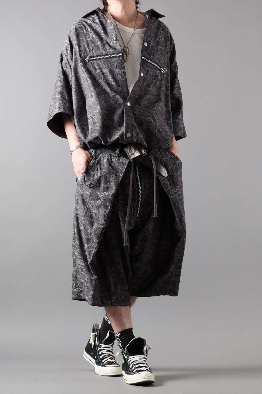 画像をギャラリービューアに読み込む, A.F ARTEFACT FRONT ZIP SQUEEZING SHIRT / PAISLEY JACQUARD (D.GREY)