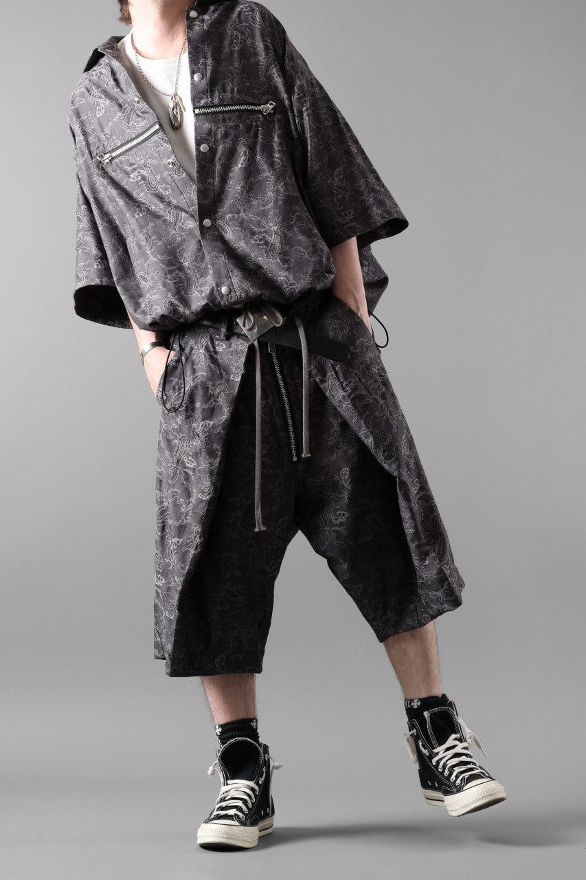 画像をギャラリービューアに読み込む, A.F ARTEFACT FRONT ZIP SQUEEZING SHIRT / PAISLEY JACQUARD (D.GREY)