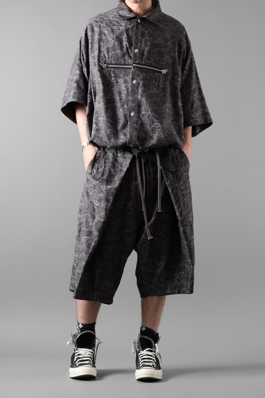 画像をギャラリービューアに読み込む, A.F ARTEFACT FRONT ZIP SQUEEZING SHIRT / PAISLEY JACQUARD (D.GREY)