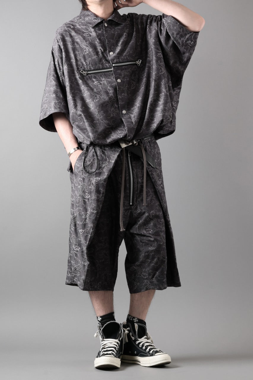 画像をギャラリービューアに読み込む, A.F ARTEFACT FRONT ZIP SQUEEZING SHIRT / PAISLEY JACQUARD (D.GREY)