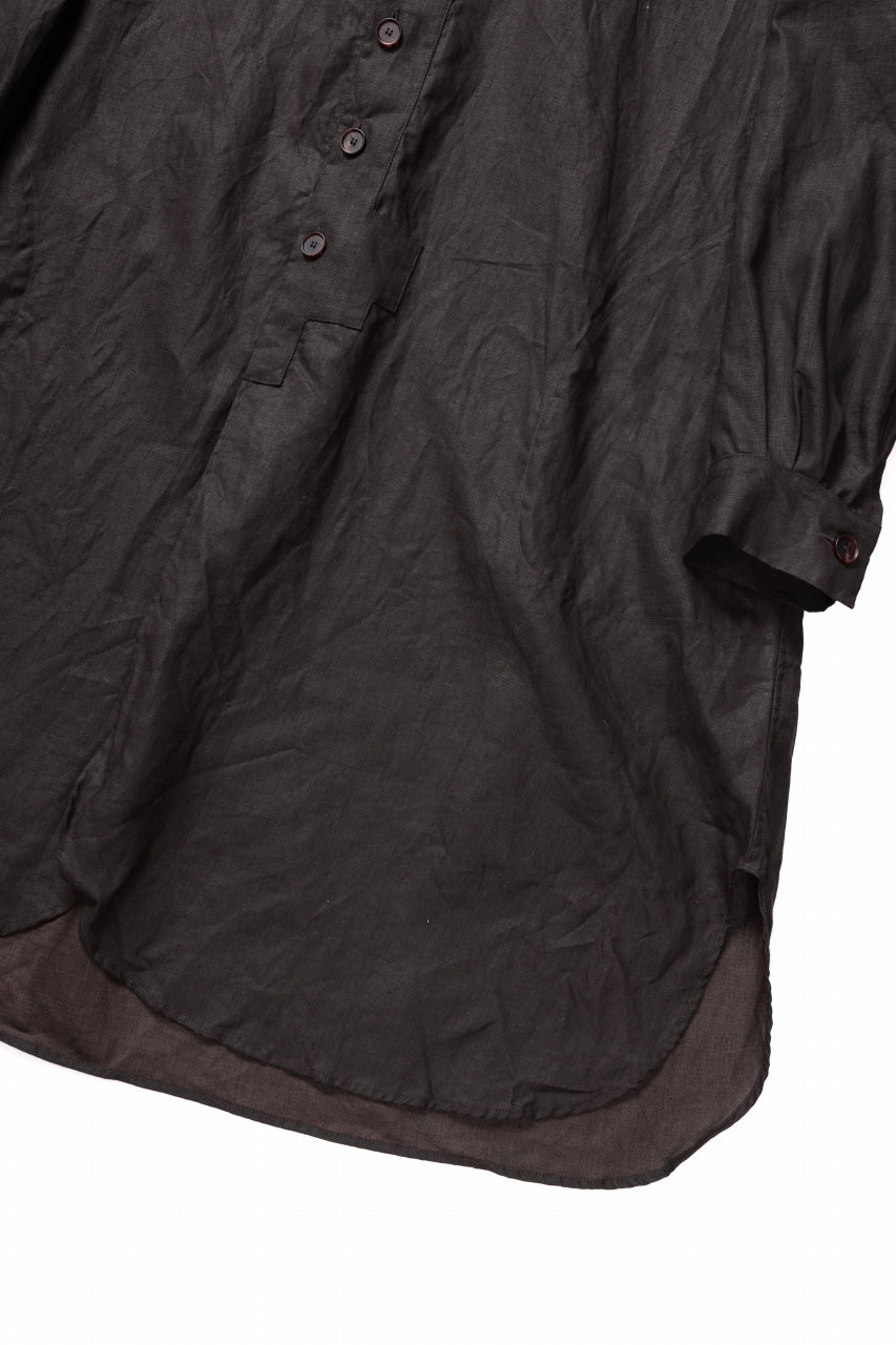 画像をギャラリービューアに読み込む, YUTA MATSUOKA long shirt / bengala ink coating linen (reddish brown)