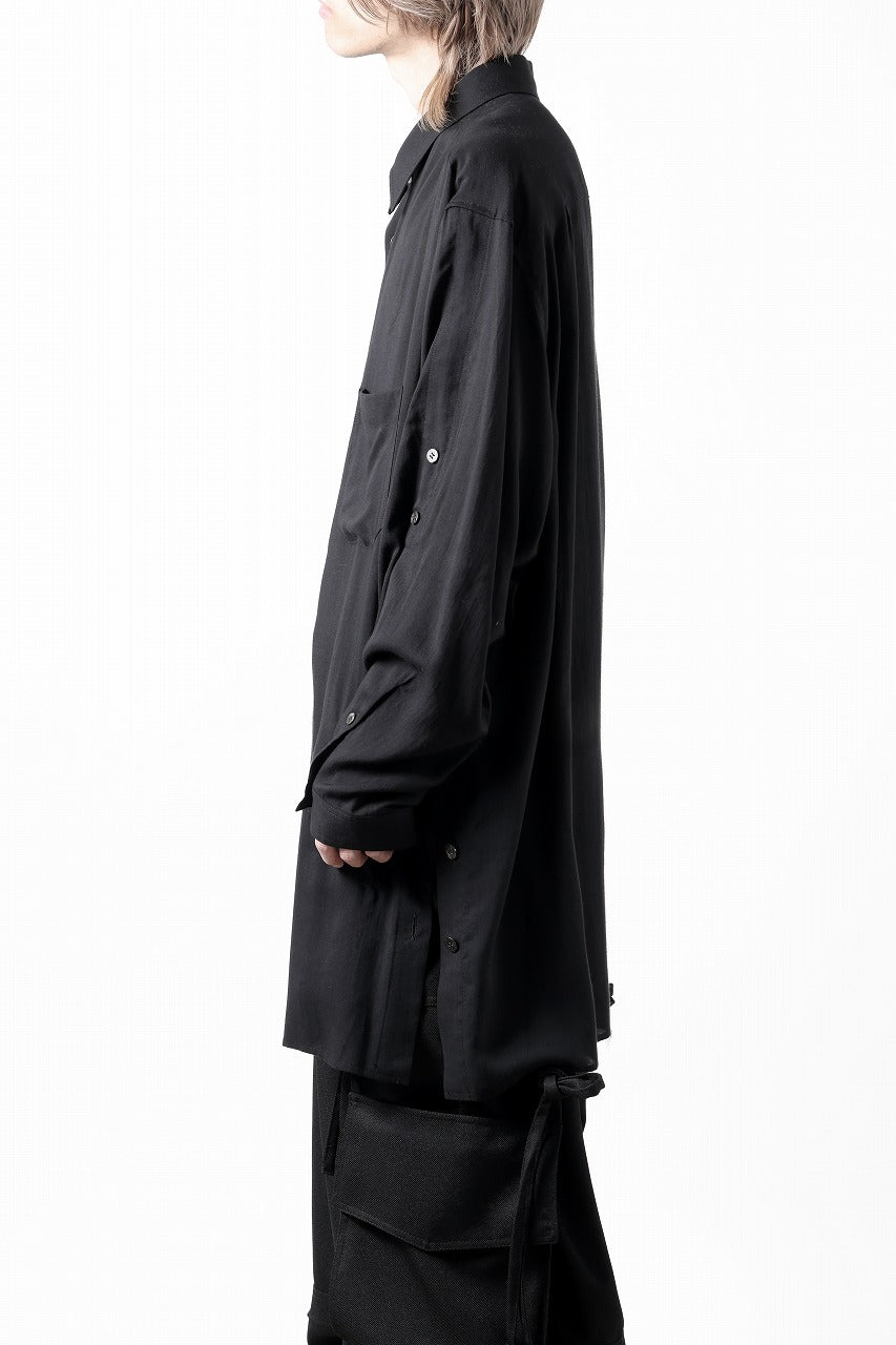 画像をギャラリービューアに読み込む, Y's for men BIG SHIRT / CELLULOSE LAWN (BLACK)