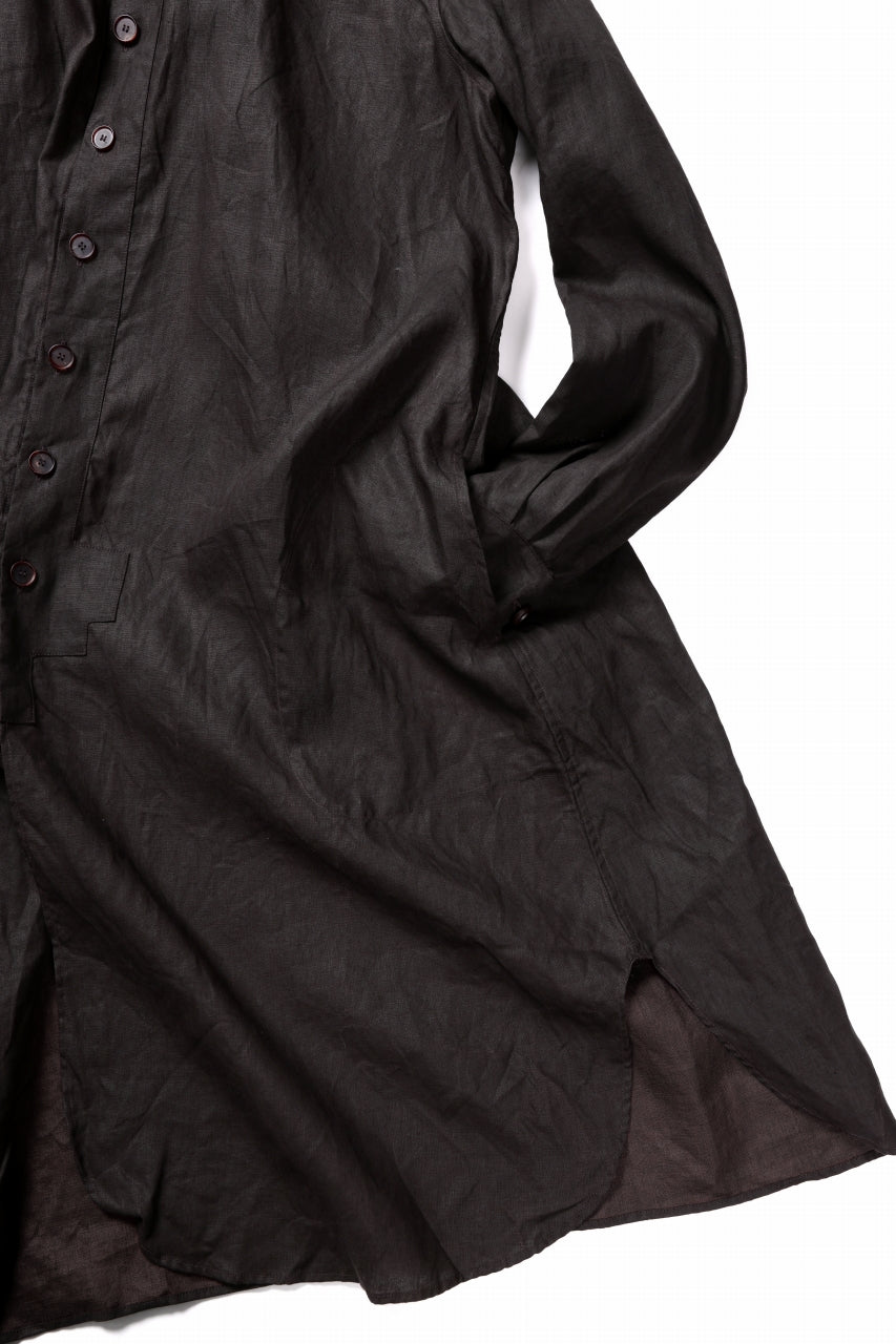 画像をギャラリービューアに読み込む, YUTA MATSUOKA long shirt / bengala ink coating linen (reddish brown)