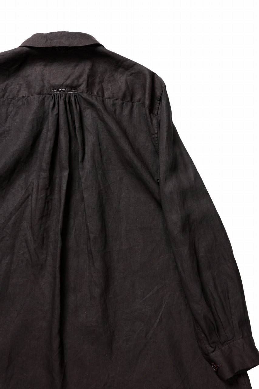 画像をギャラリービューアに読み込む, YUTA MATSUOKA long shirt / bengala ink coating linen (reddish brown)