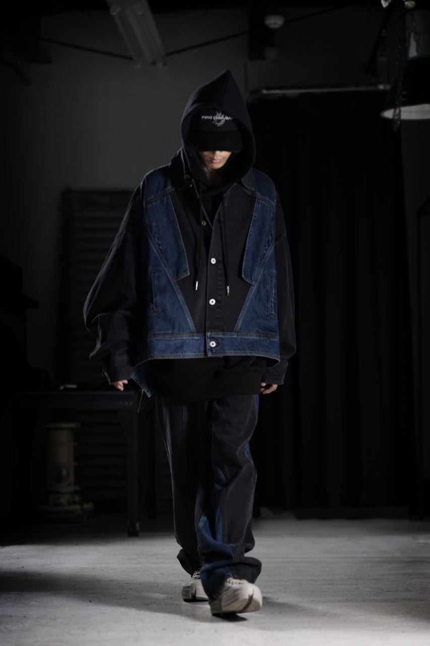 画像をギャラリービューアに読み込む, Feng Chen Wang DECONSTRUCTED DENIM JACKET (BLACK/NAVY)