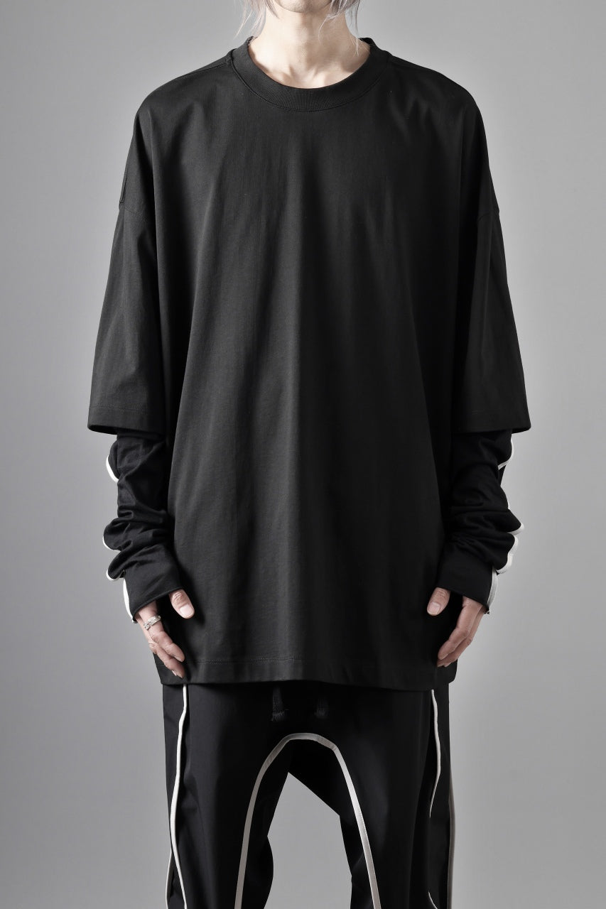 画像をギャラリービューアに読み込む, thom/krom OVERSIZED LAYER PIPING SLEEVE TEE / COTTON JERSEY (BLACK)