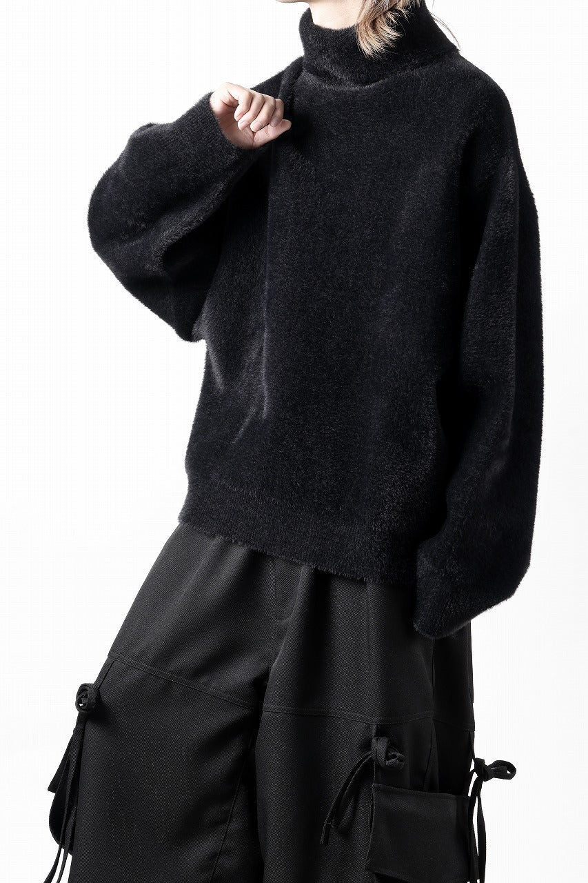 画像をギャラリービューアに読み込む, TARO HORIUCHI / th products Mole Turtle Knit / feather mogol shaggy knit (black)