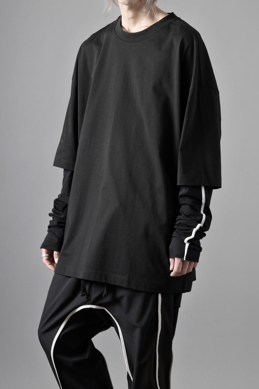 画像をギャラリービューアに読み込む, thom/krom OVERSIZED LAYER PIPING SLEEVE TEE / COTTON JERSEY (BLACK)