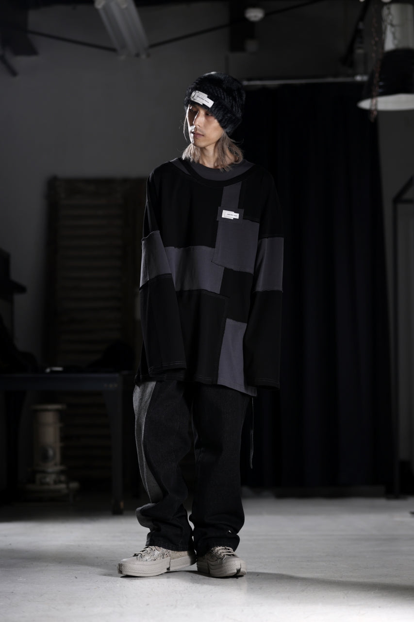 画像をギャラリービューアに読み込む, Feng Chen Wang PANELLED TOPS (BLACK/GREY)