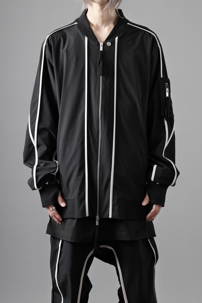 画像をギャラリービューアに読み込む, thom/krom MA-1 JACKET / ELASTIC NYLON + REFLECTION PIPING (BLACK)