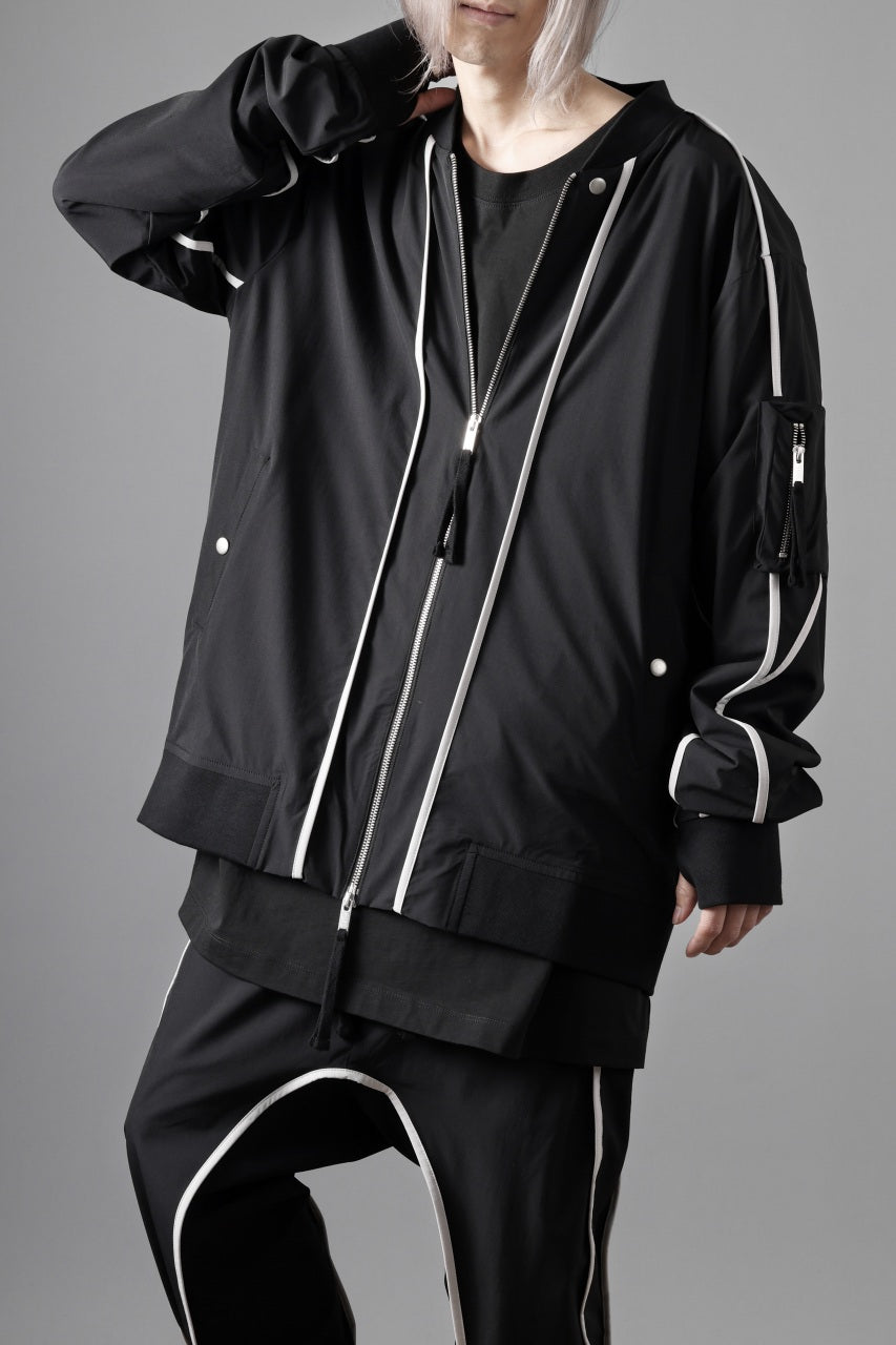 画像をギャラリービューアに読み込む, thom/krom MA-1 JACKET / ELASTIC NYLON + REFLECTION PIPING (BLACK)